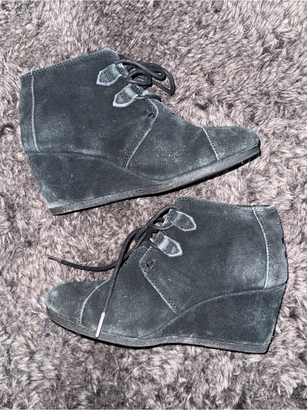 Black Suede Wedge Ankle Boots